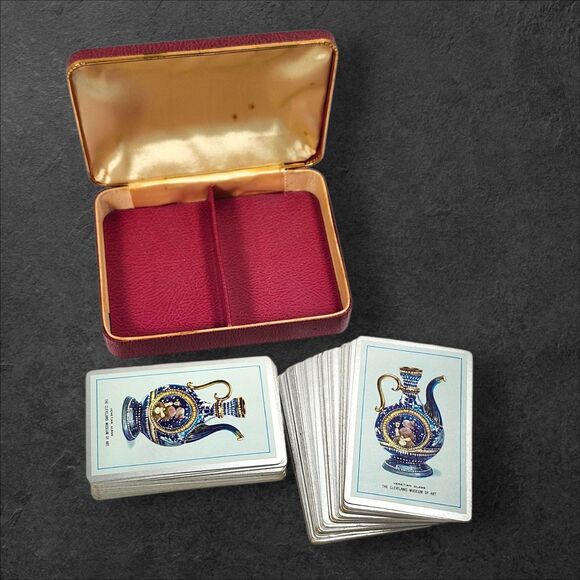 Vintage Congress 606 Double Deck Playing Cards Venetian Glass Clamshell Case USA - Picture 2 of 8